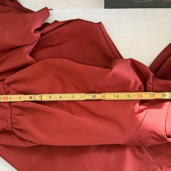 Betsey Johnson Womens Side Slit
Long Maxi Dress Burnt Orange Puff Sleeve LARGE - Picture 7 of 12